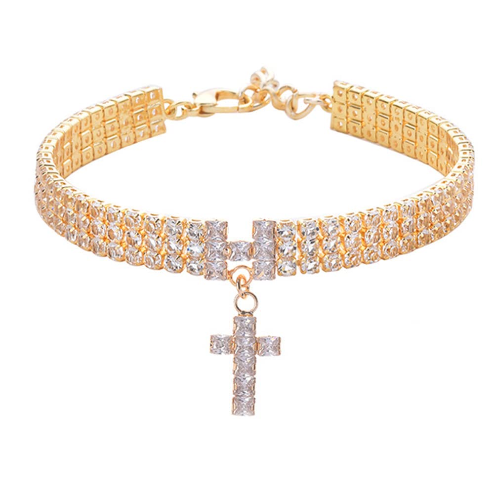 RayMinsino pet necklace cross sparkle highlights a radiant cross pendant for stylish pets