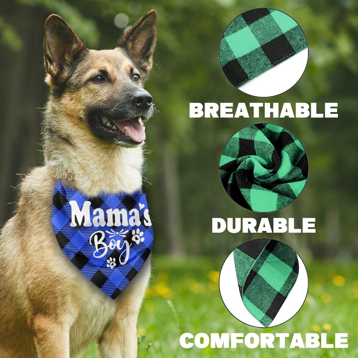 Razpah Mama's Boy Dog Bandana fabric texture—soft, breathable, easy-care for everyday use
