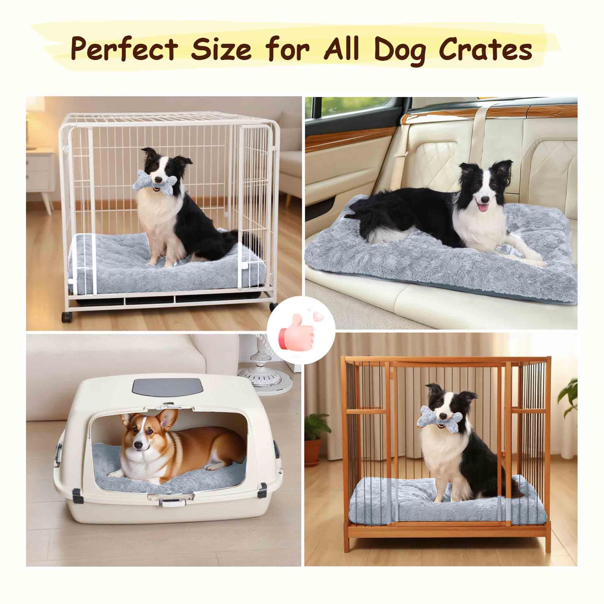 Razyzil Fluffy Dog Bed gray color blends with decor and crates