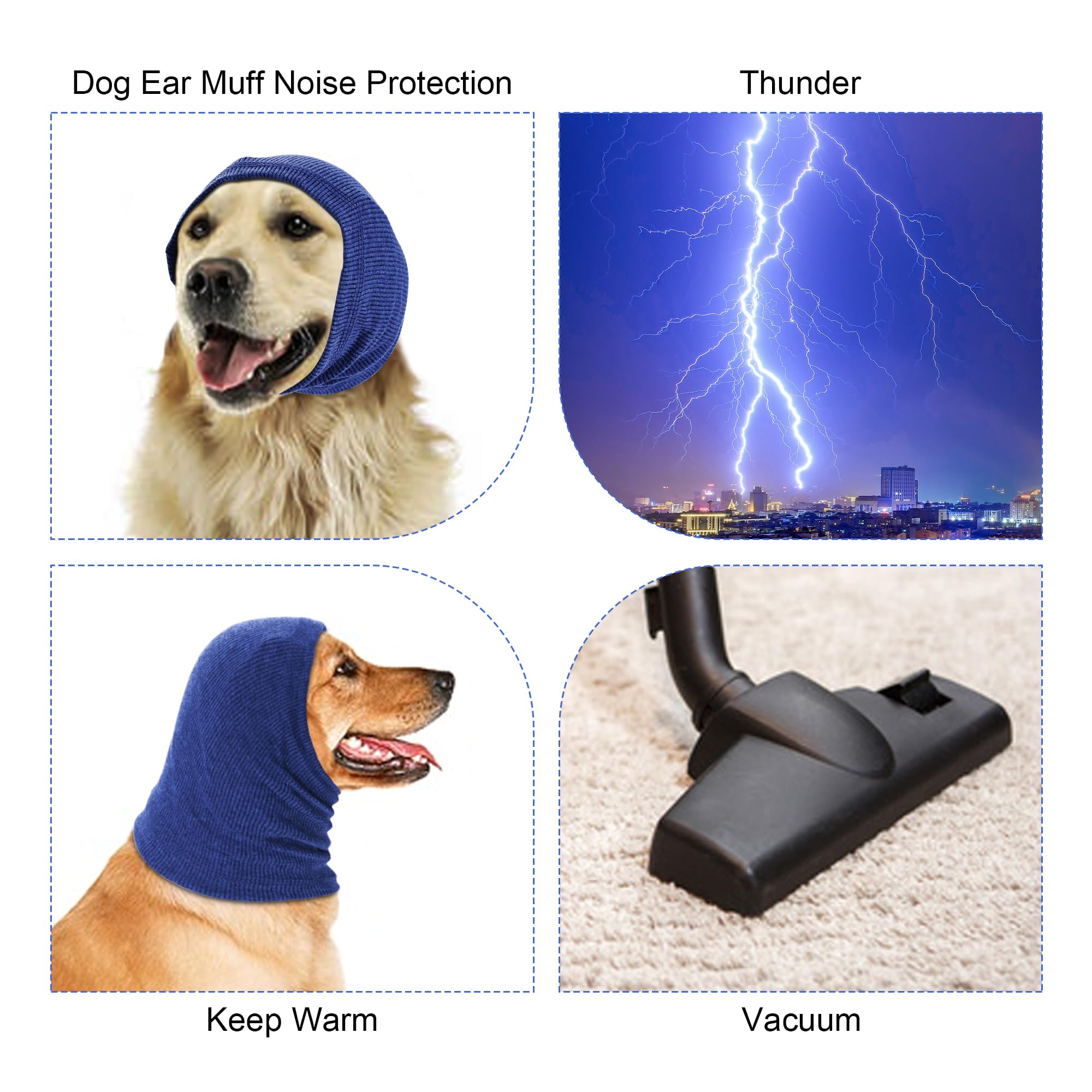 Rbenxia dog headband blue small winter wear keeps ears warm.