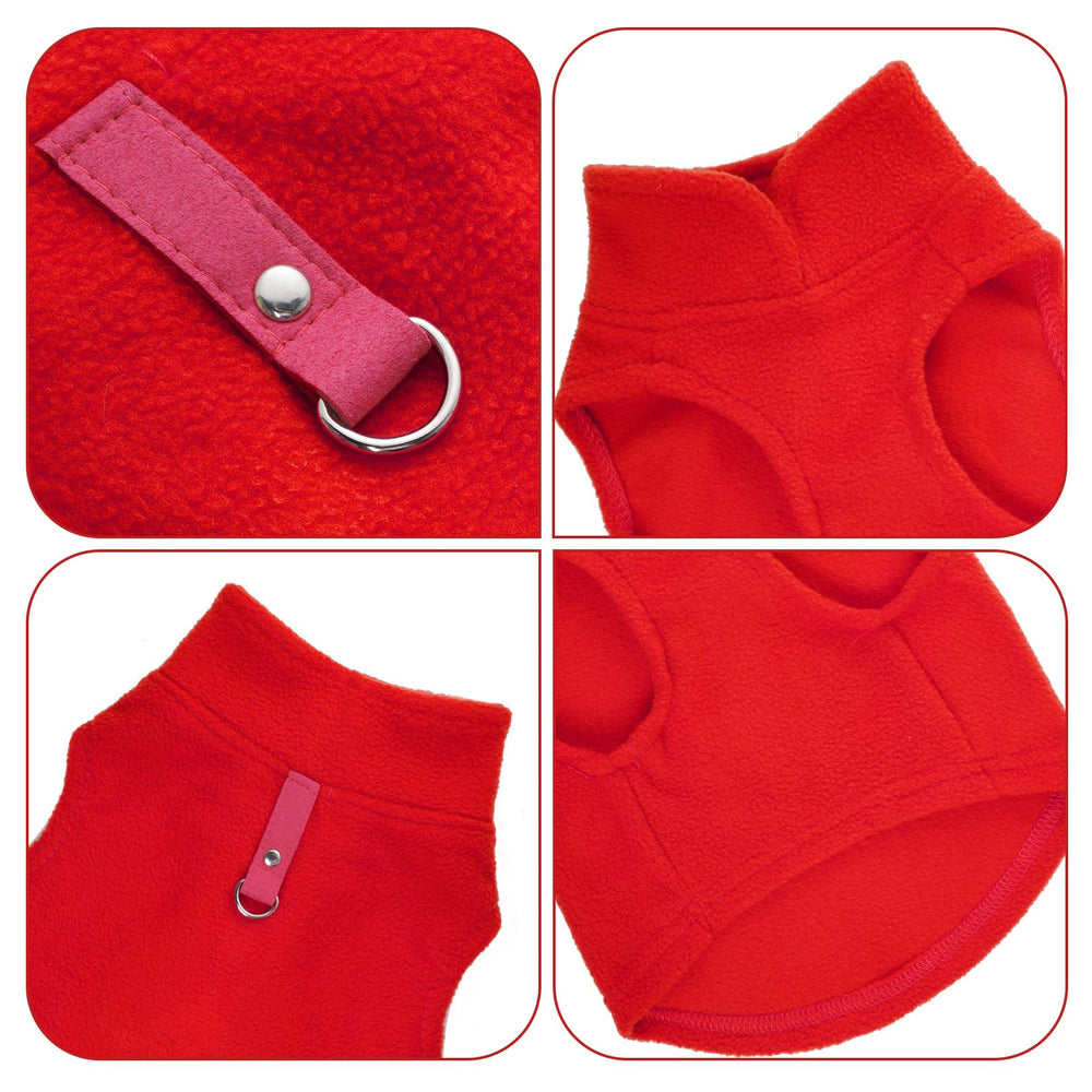 Rbenxia dog sweater leash-ring back detail for easy walks