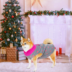 Rbenxia grey dog heart sweater fabric close-up of soft fleece texture