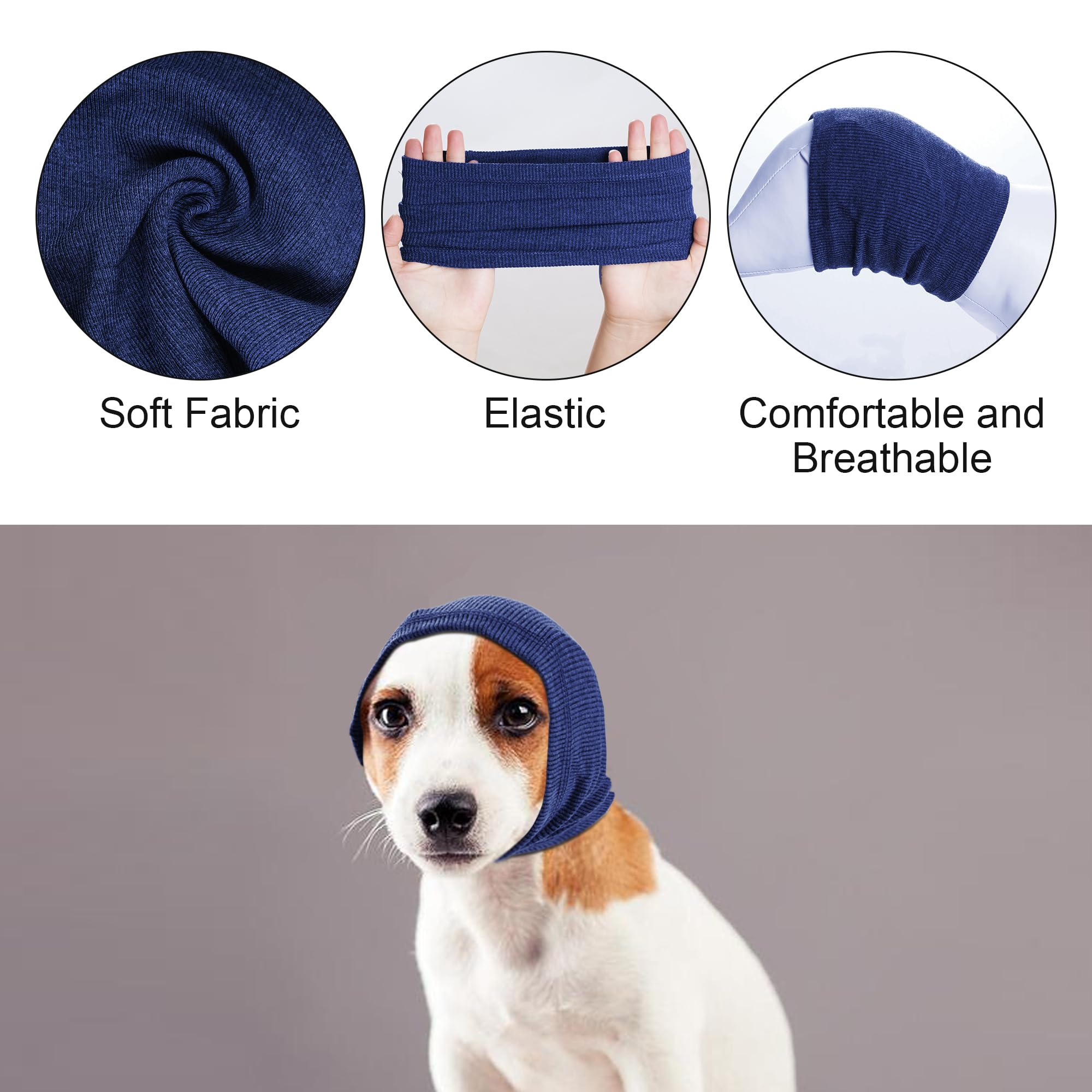 Rbenxia noise reduction hood blue adjustable fit for noise-sensitive dogs.