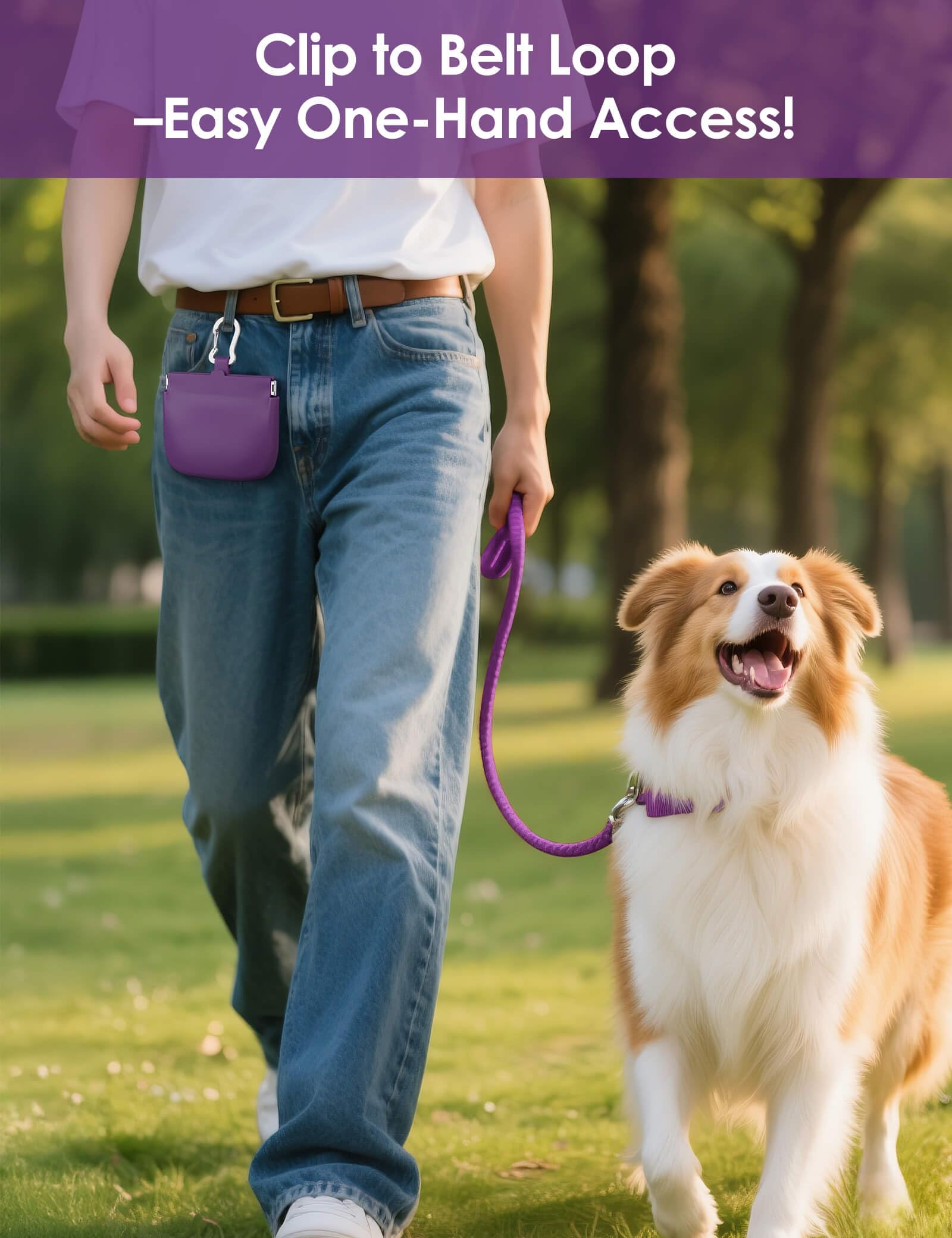 RBibei auto closing lid pouch—mess-free, quick reward delivery during walks.