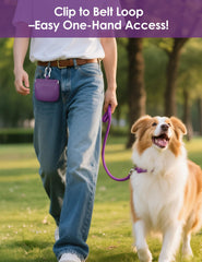 RBibei auto closing lid pouch—mess-free, quick reward delivery during walks.