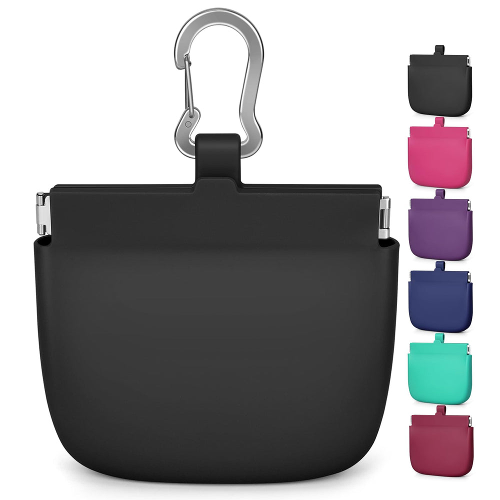 RBibei one-hand access silicone dog treat pouch with pull-tab for hands-free rewards.