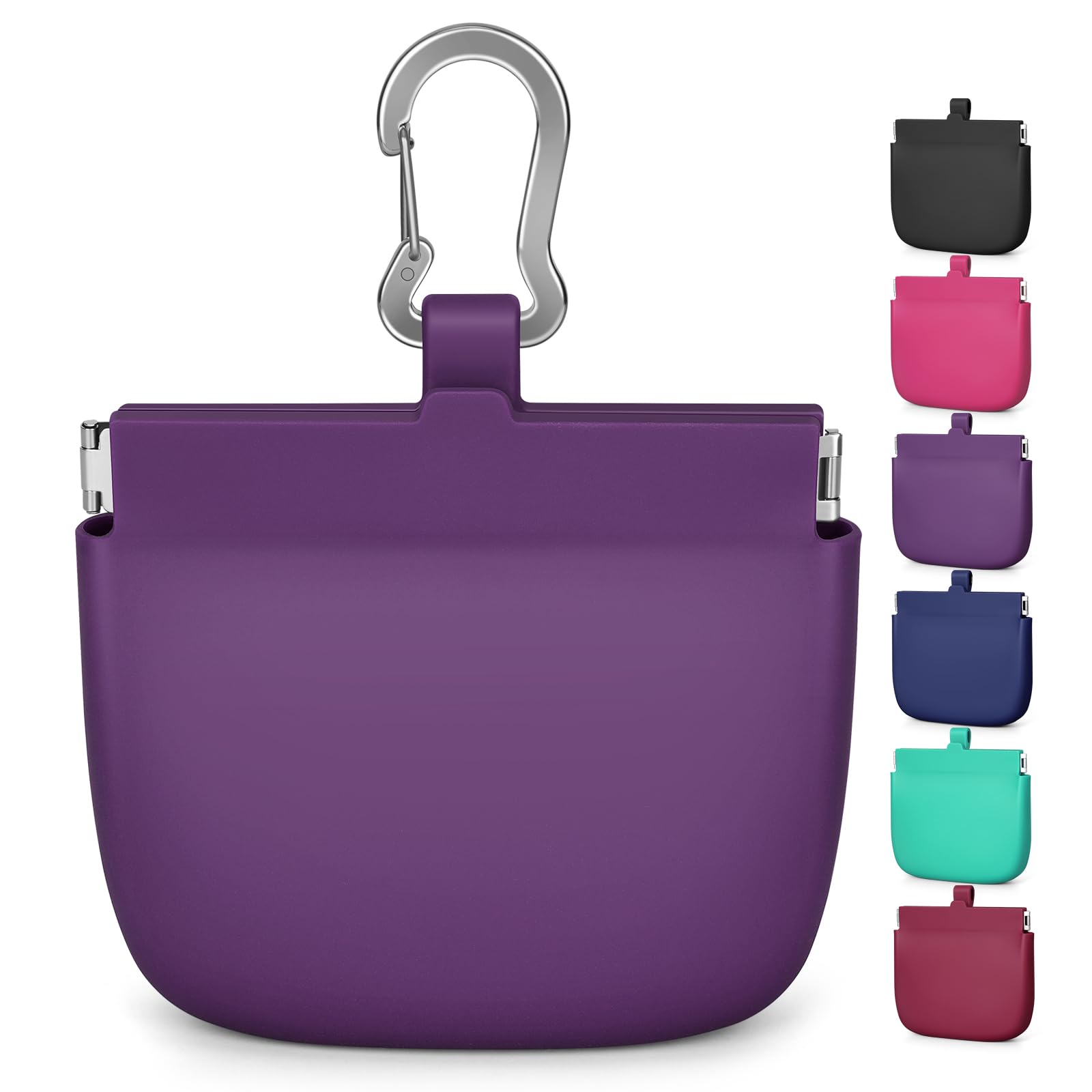 RBibei one-hand access silicone dog treat pouch in purple—ideal for easy training on walks.