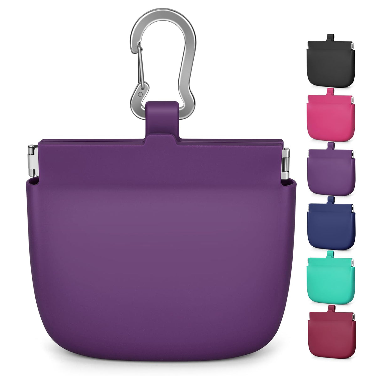 RBibei one-hand access silicone dog treat pouch in purple—ideal for easy training on walks.