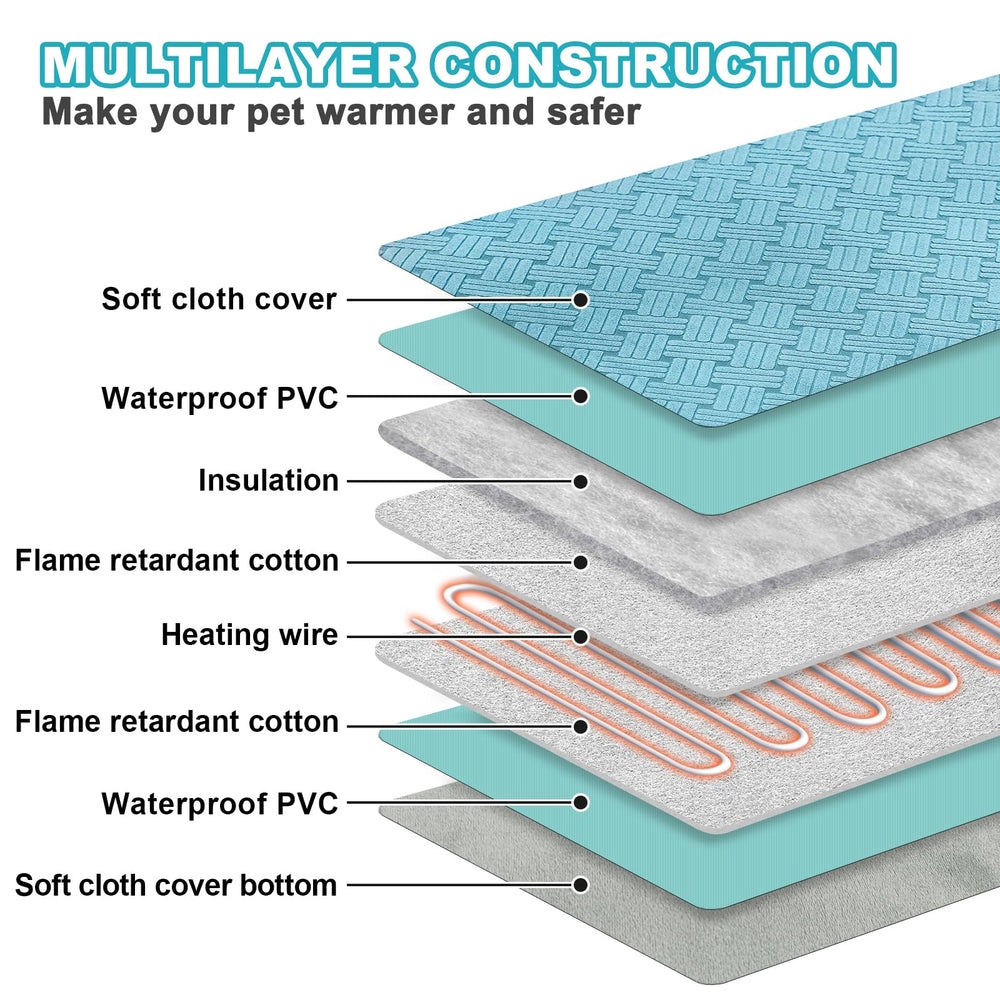 RC SLL cat heating pad thermostat settings show safe, customizable warmth levels.