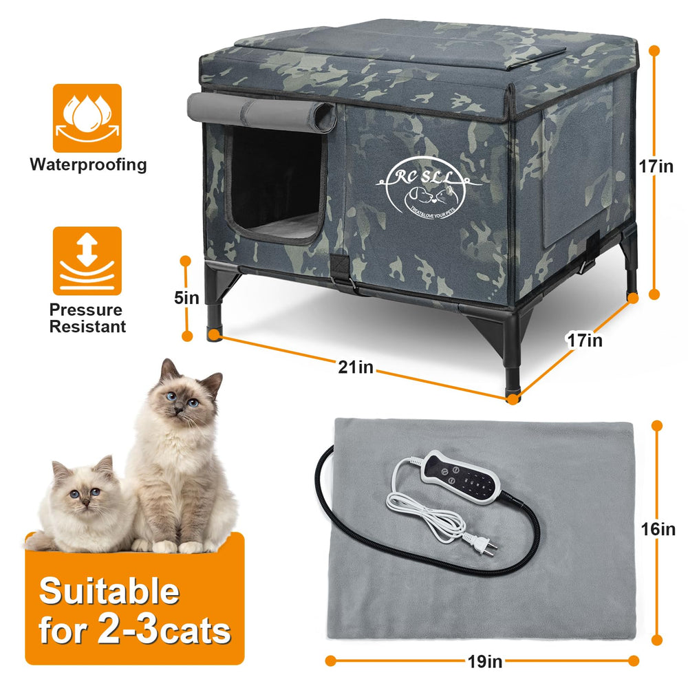 RC SLL elevated cat shelter raised platform reduces ground moisture and improves insulation