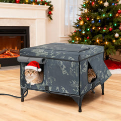 RC SLL heated cat house outdoor entrance view highlights warm shelter for chilly nights