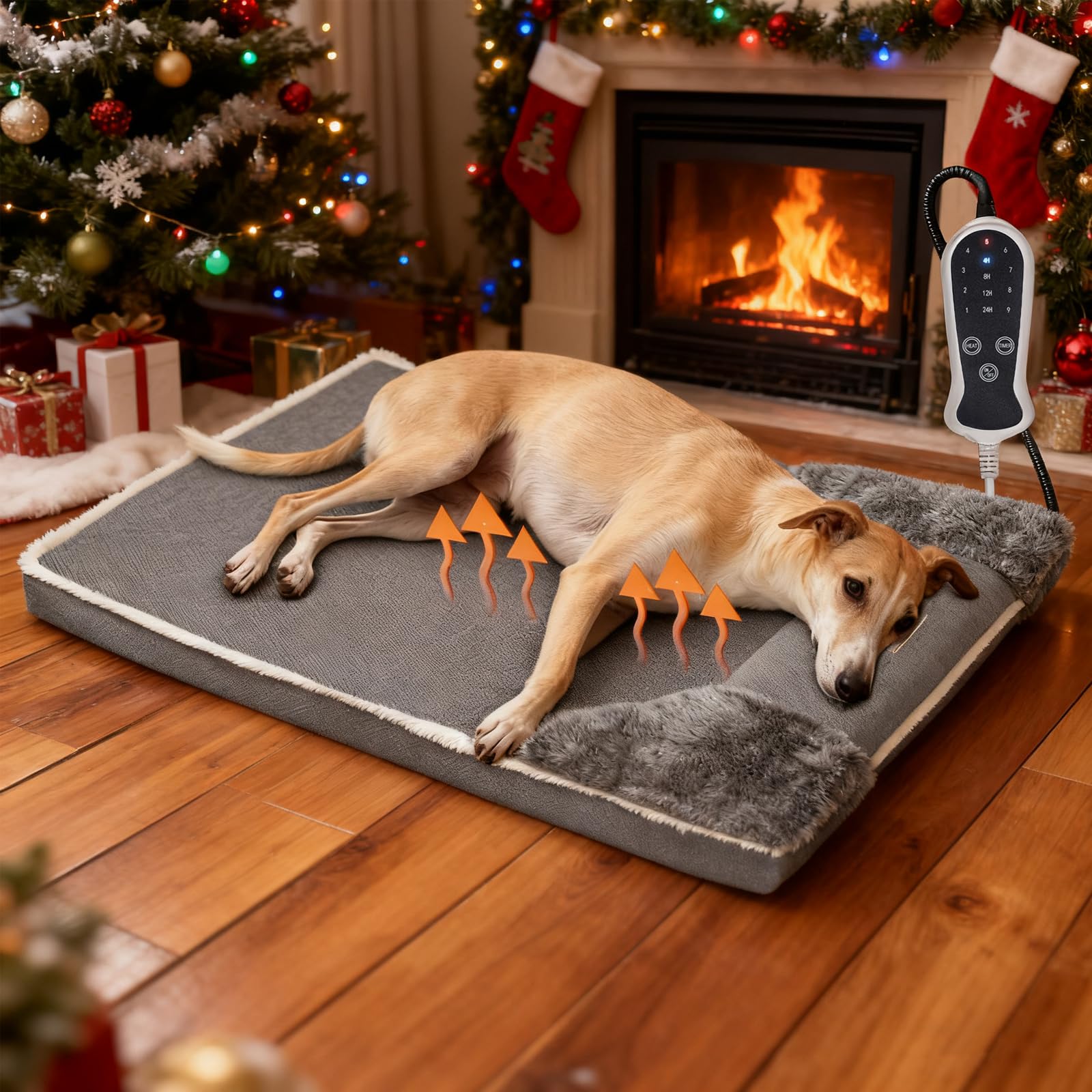 RC SLL heated-dog-bed-large-40x27-gray offers warm comfort for chilly nights.