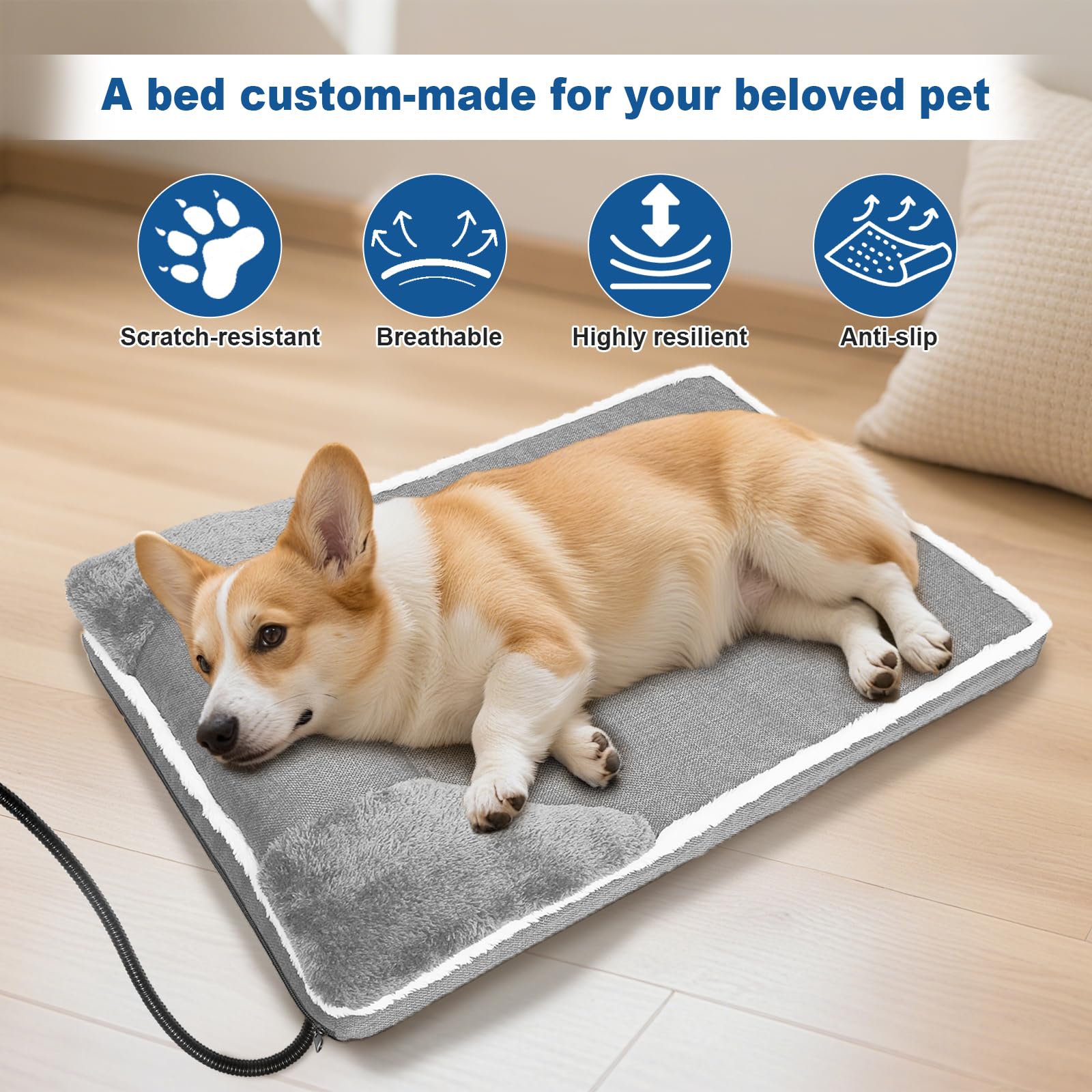 RC SLL non-slip-bottom-dog-bed stays in place on smooth floors.