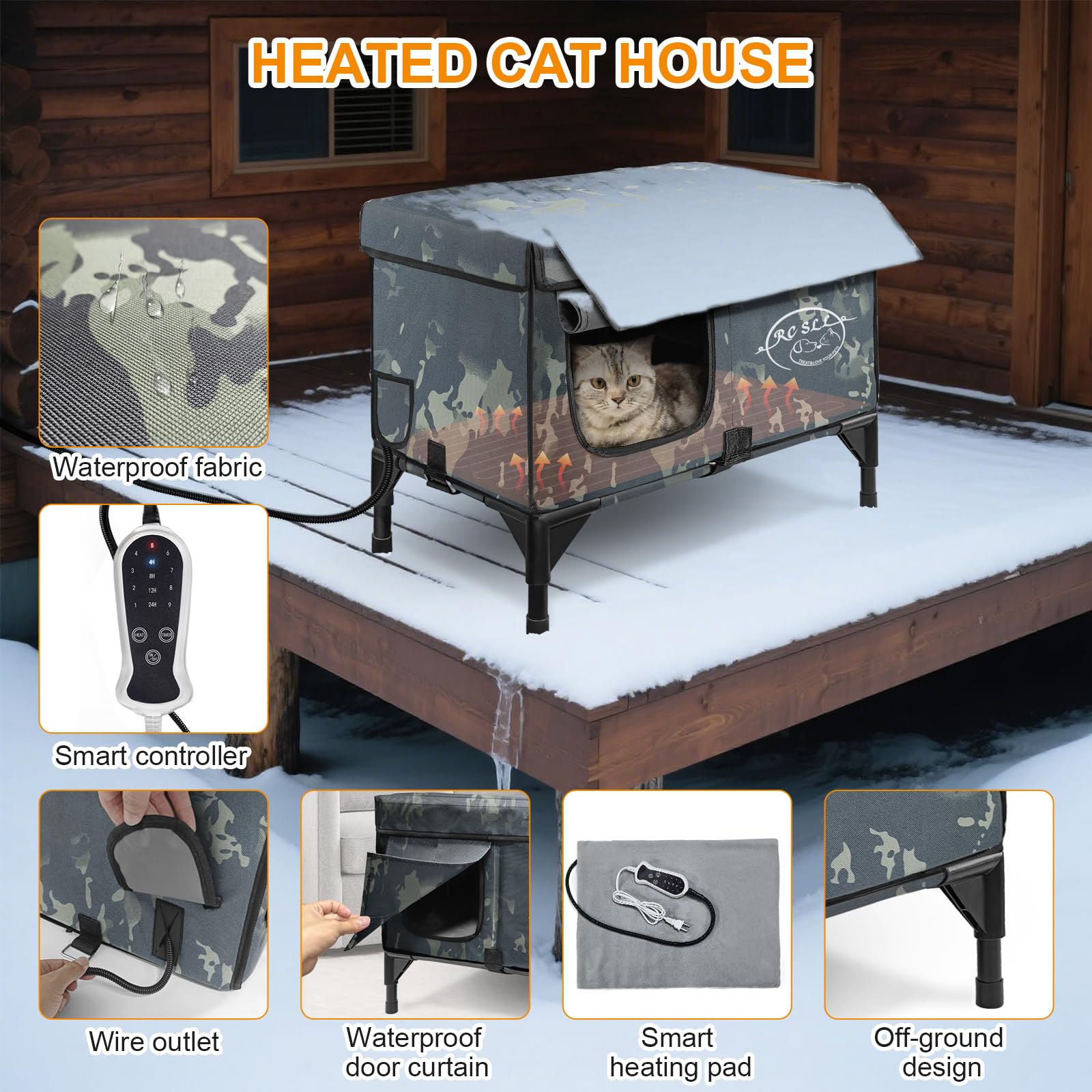RC SLL outdoor pet shelter weatherproof eaves showcases rain protection for cats