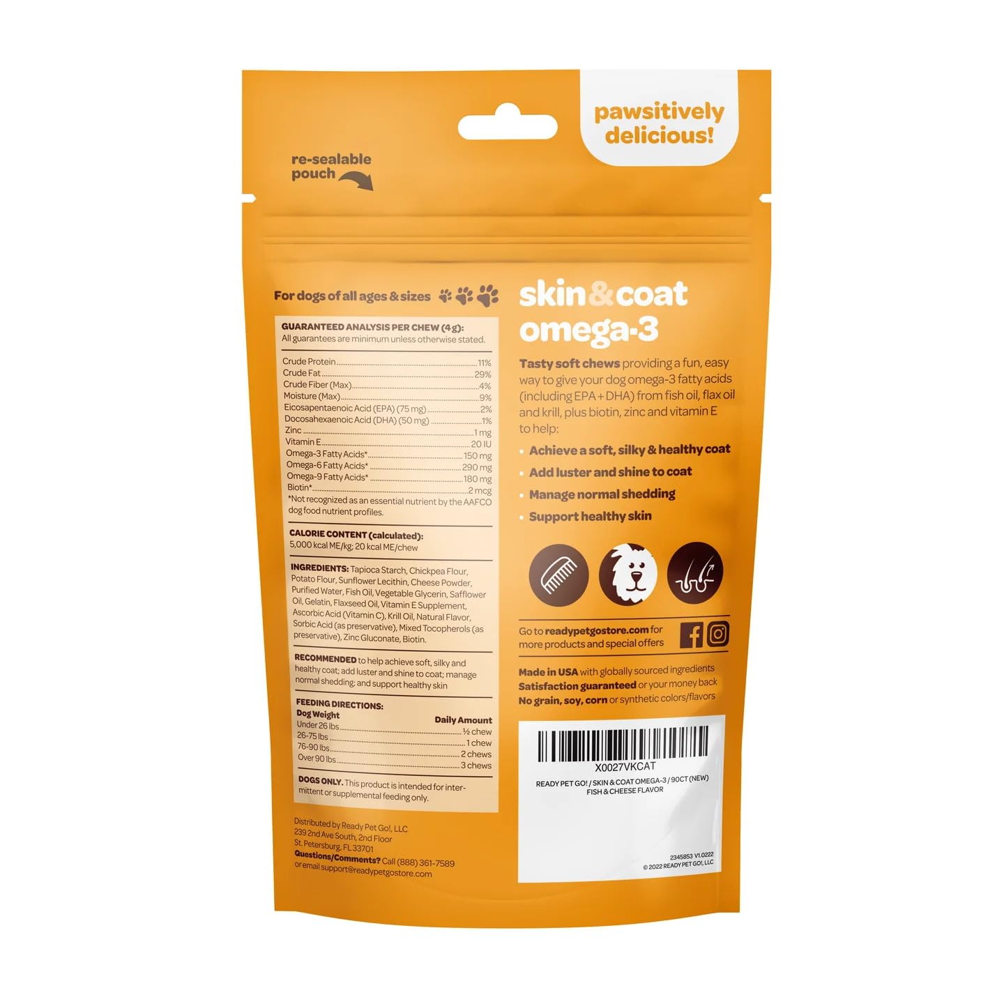 Ready Pet Go! dog mobility and vision support from omega-3 blend.