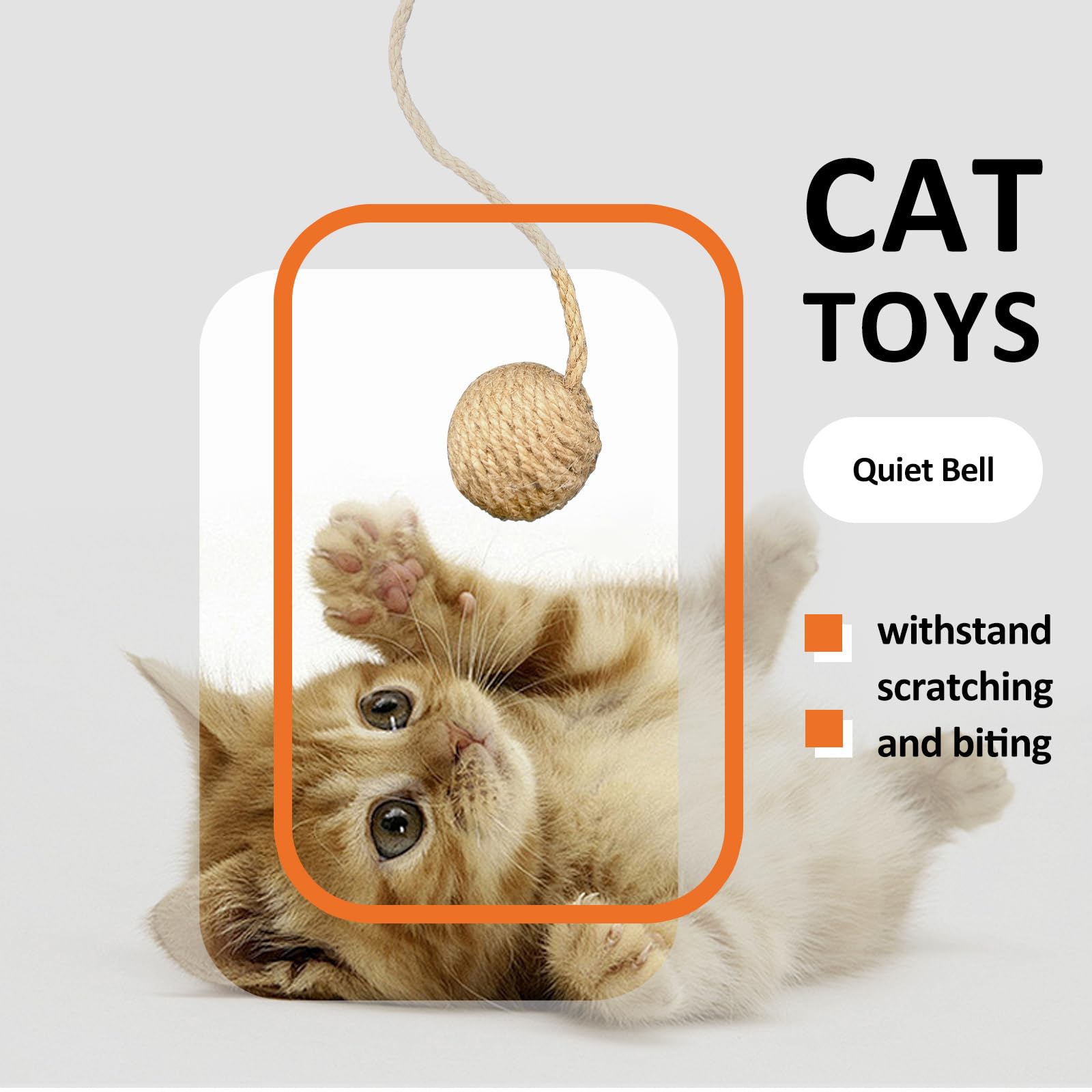 READY TO PETS sisal rope-wrapped toy with 10in rope for healthy claw workout.