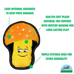 ReadyHound mushroom squeaker interior delivers engaging sound during playful fetch and tug.