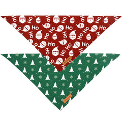 Realeaf Christmas dog bandana 2pack closeup highlights durable dual-layer soft fabric.