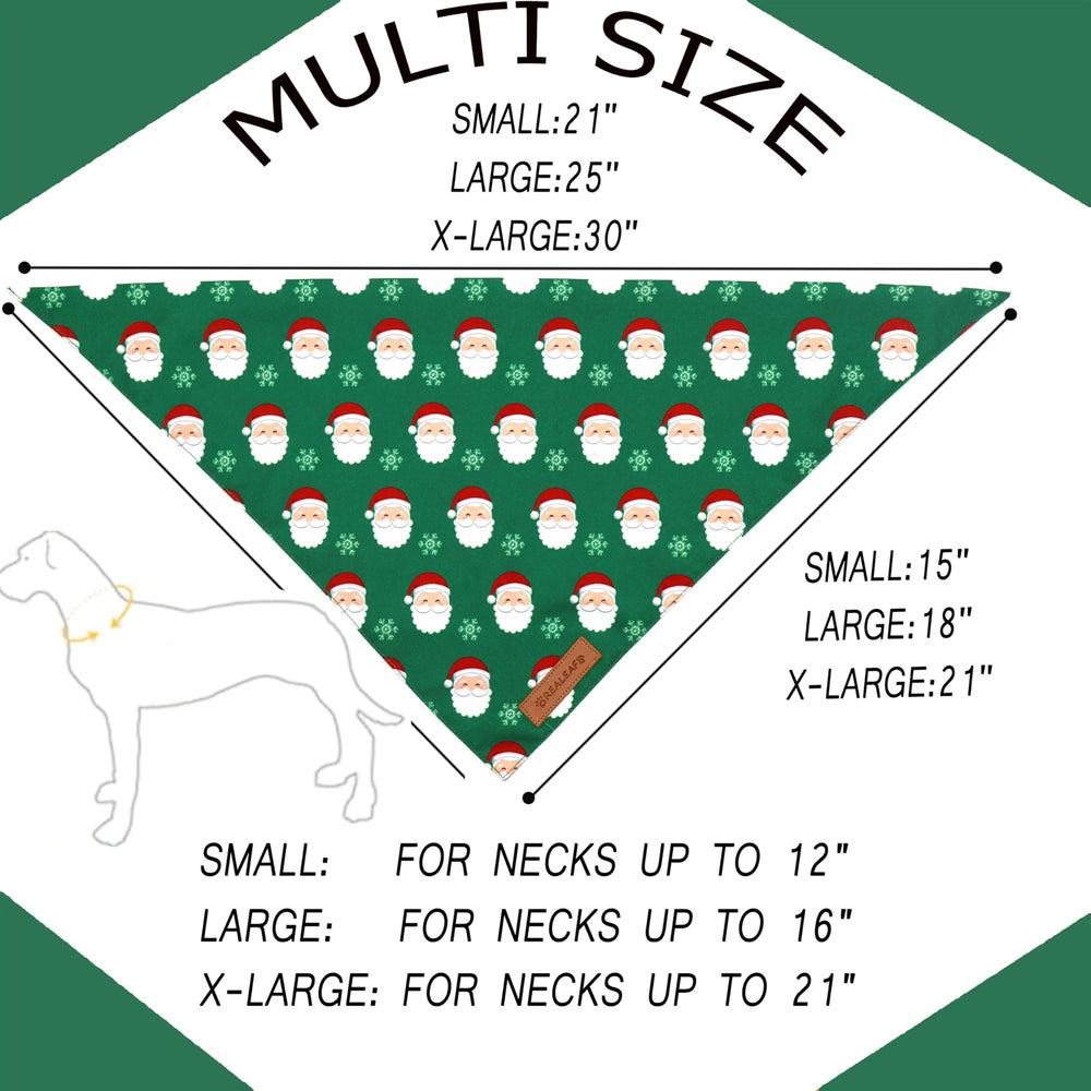 Realeaf Christmas dog bandana red-green fabric closeup highlights durable two-layer material