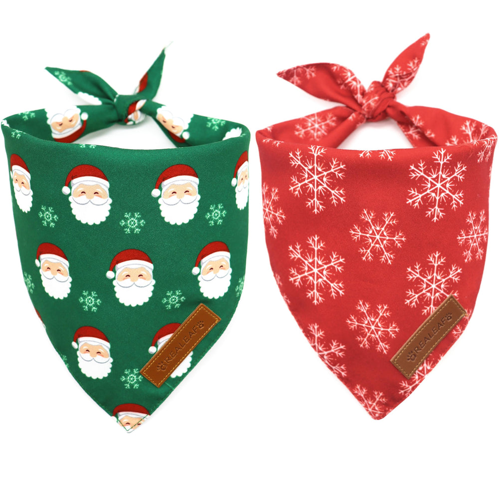 Realeaf Christmas dog bandana snowflake-santa pack shows festive design for holiday photos