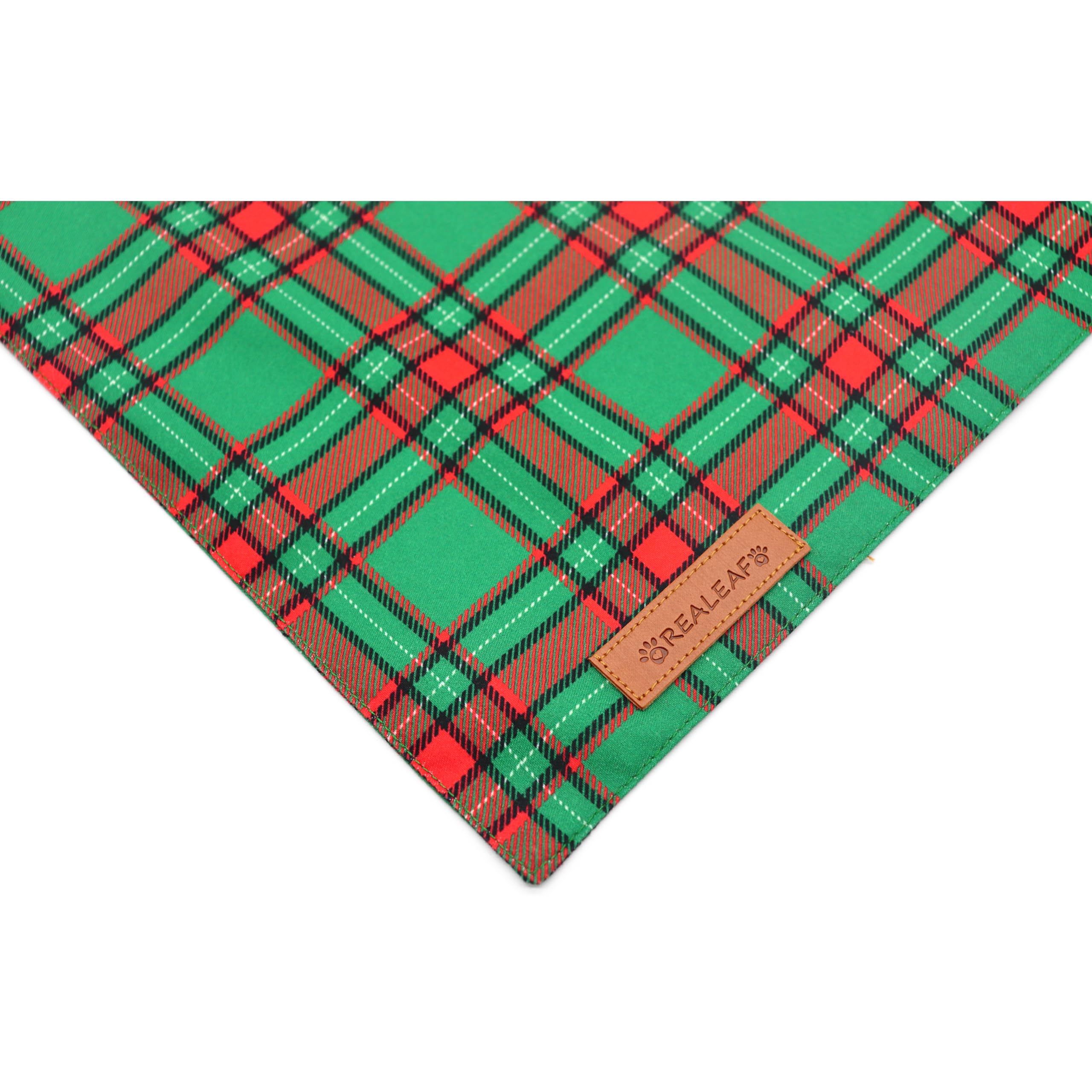 Realeaf Christmas dog bandanas large size shows neck fit up to 16 inches