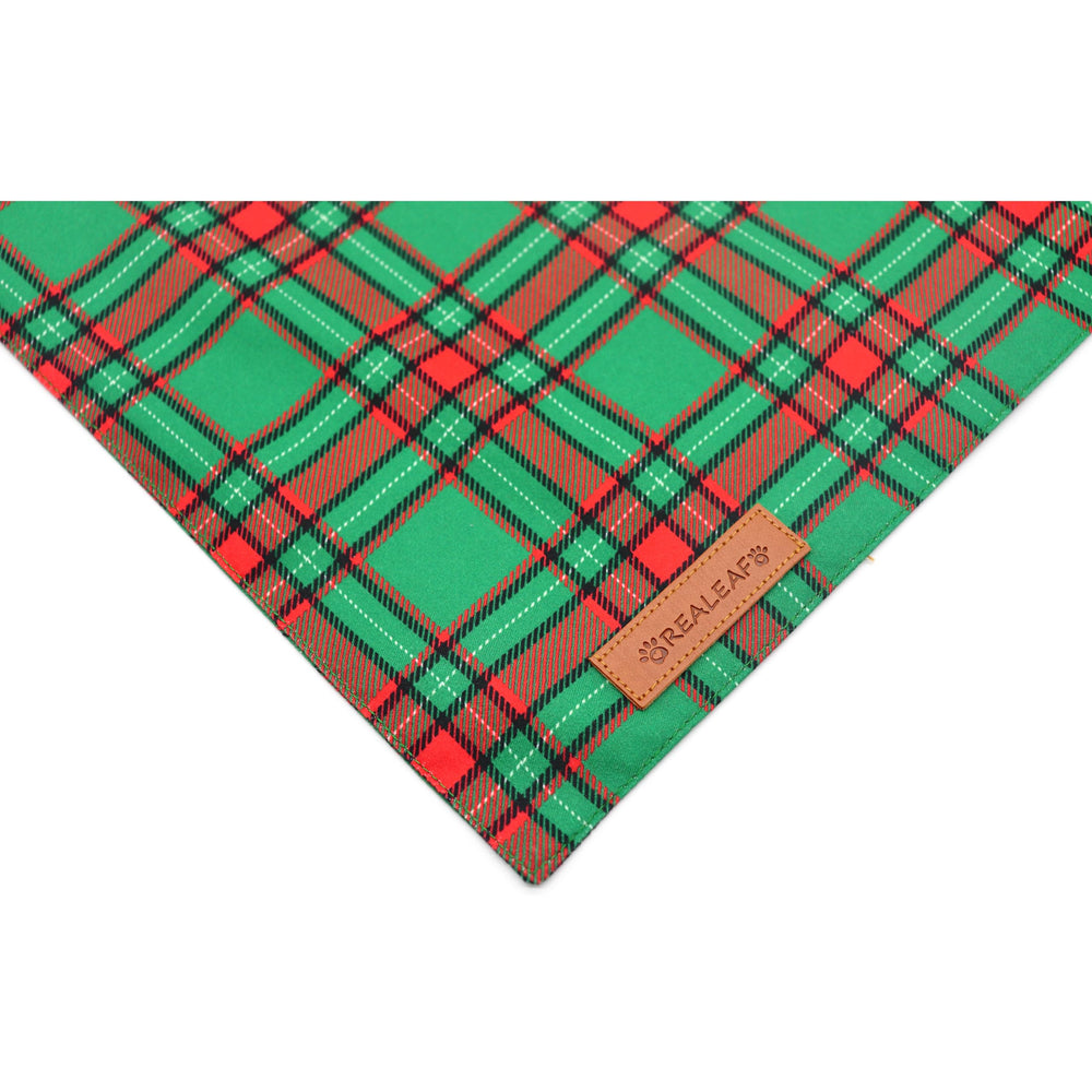 Realeaf Christmas dog bandanas large size shows neck fit up to 16 inches