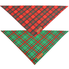 Realeaf dog bandana plaid closeup shows classic holiday pattern and texture