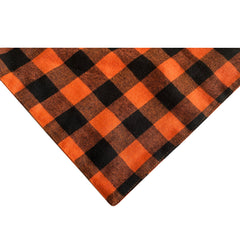 Realeaf orange plaid bandana on dog neck with secure tie