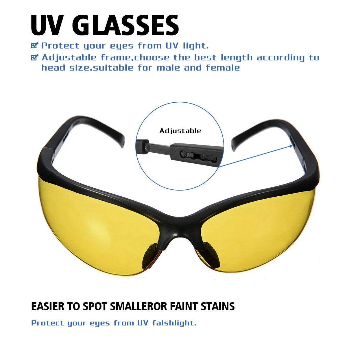 REALHUNLEE UV flashlight enables fast, wide-area surveys for quick room assessments.