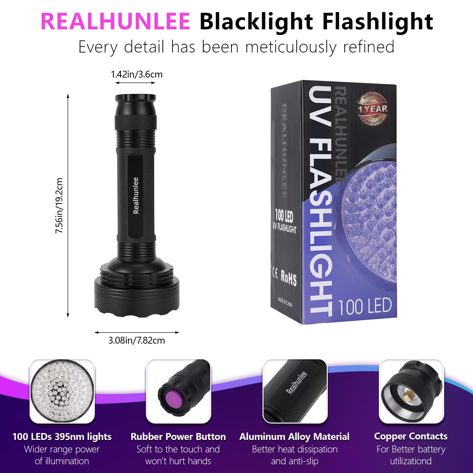 REALHUNLEE military-grade aluminum body delivers durable performance during home checks.