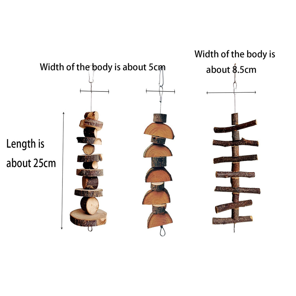 Rebecca Online 3pcs apple wood block chew mounted on cage hook for engaging gnawing