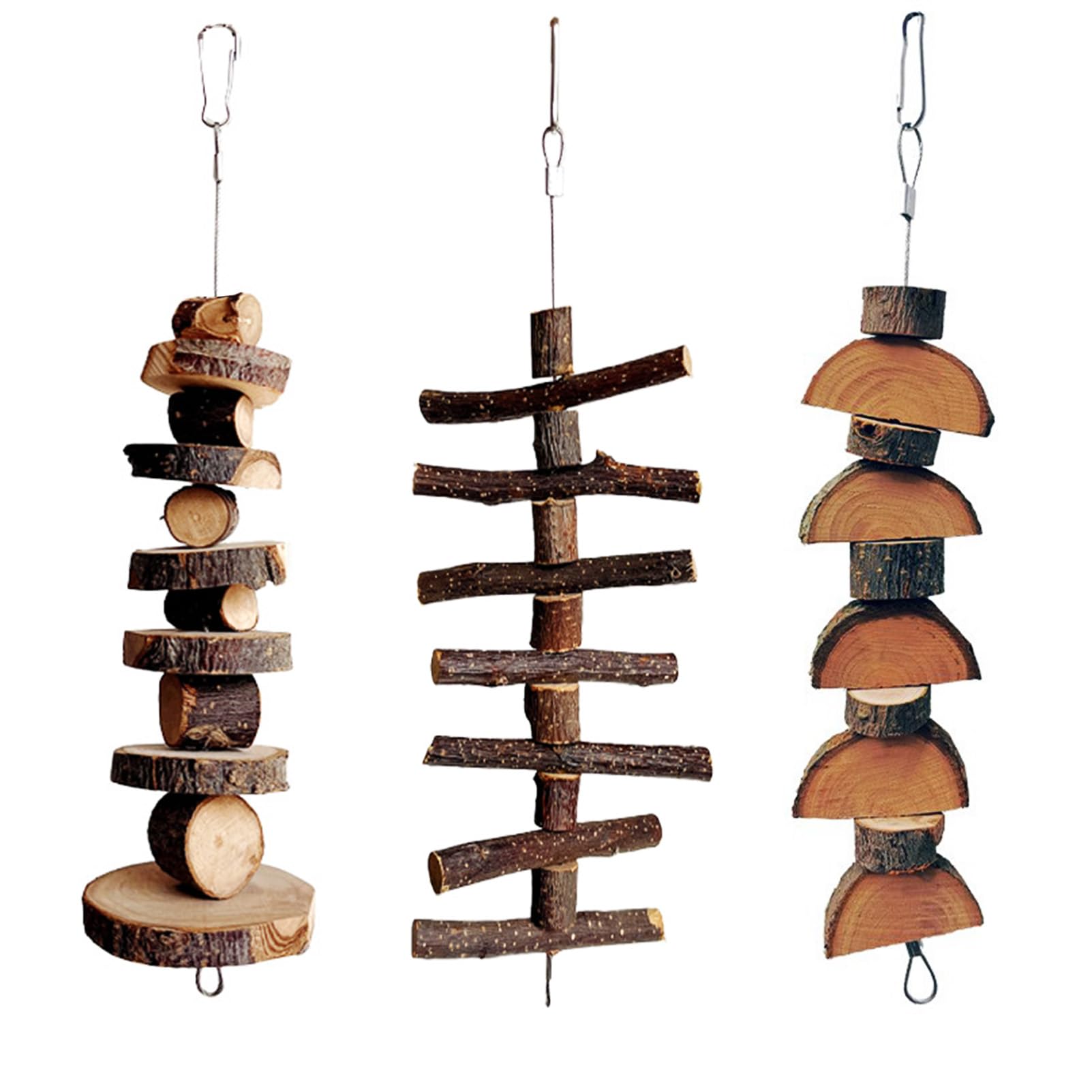 Rebecca Online 3pcs small animal chews apple wood block hanging, supports dental wear and play