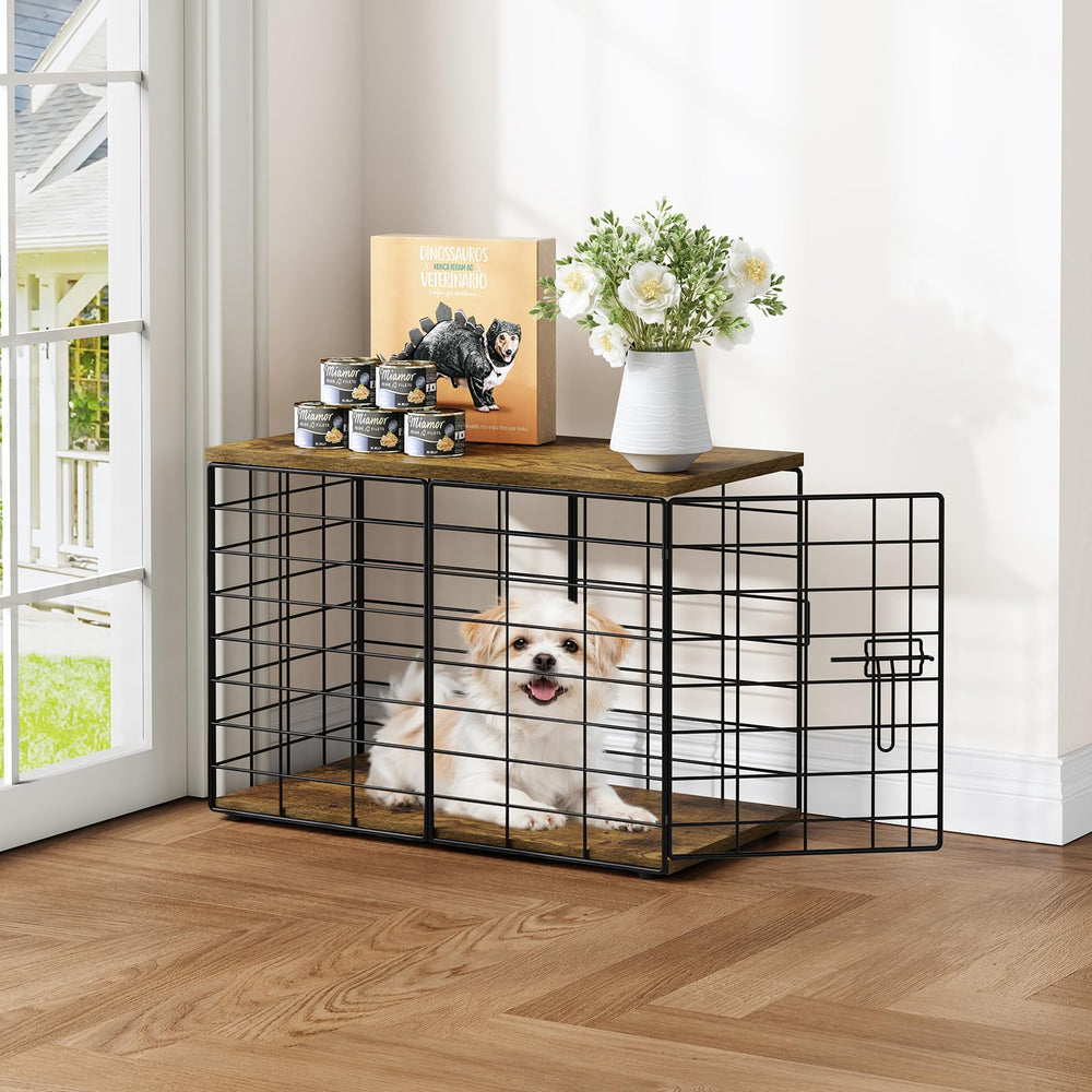 Rechgosh 24-inch dog crate end-table closed blends with decor and keeps small pets secure.