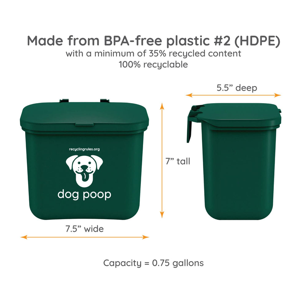 Recycling Rules small hanging wastebasket made in America supporting education initiatives.
