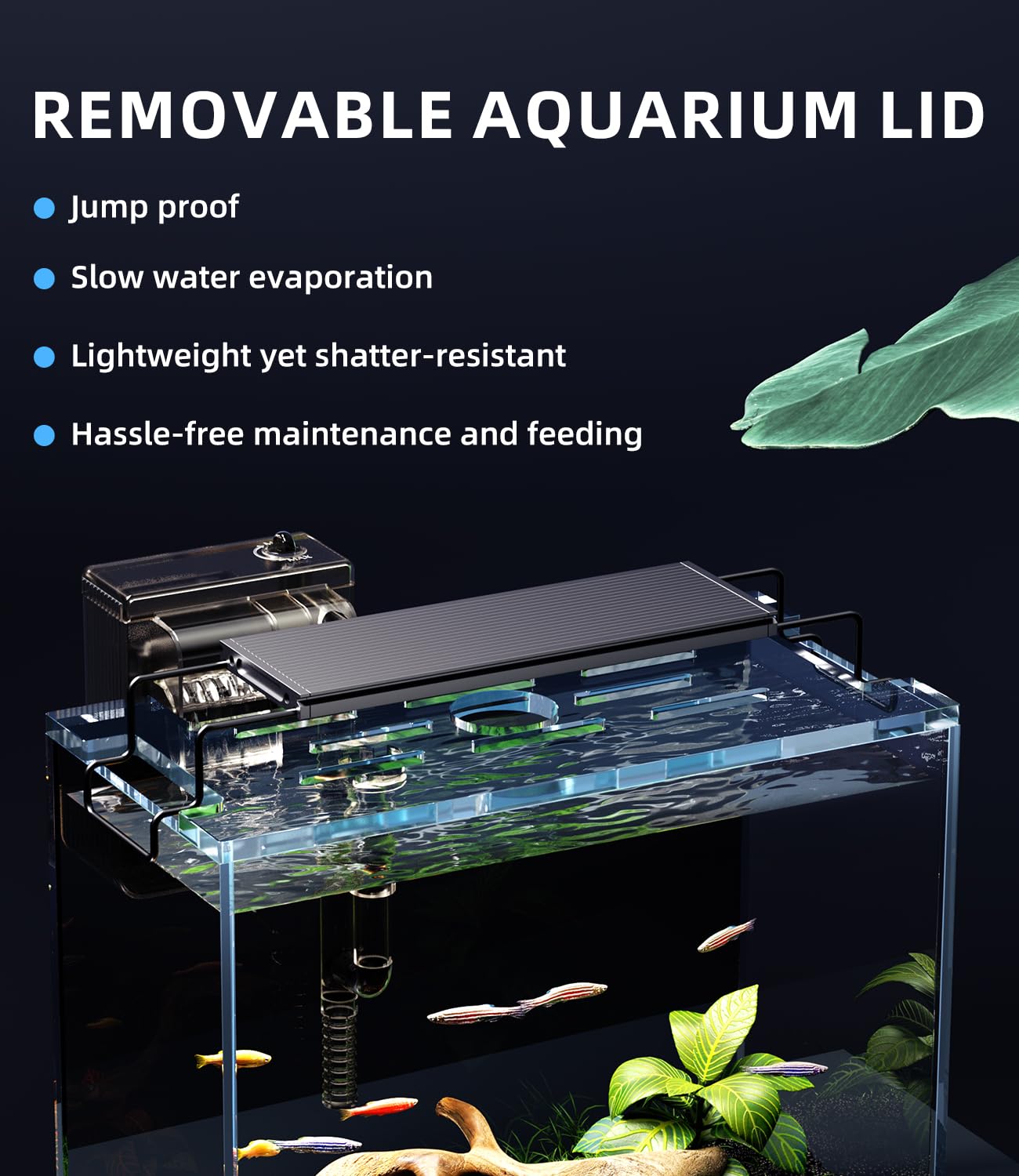 Red Tail Fish 3-gallon tank lid cover hides equipment and reduces evaporation