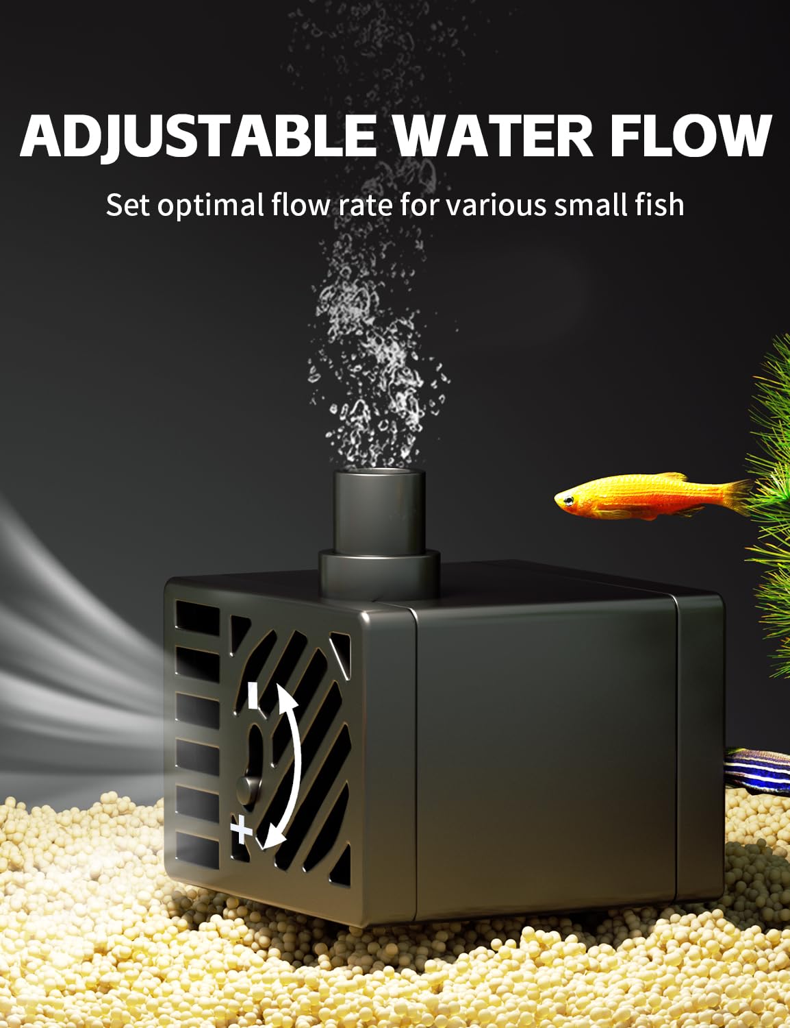 Red Tail Fish self-cleaning nano tank design shows compact, low-maintenance setup.