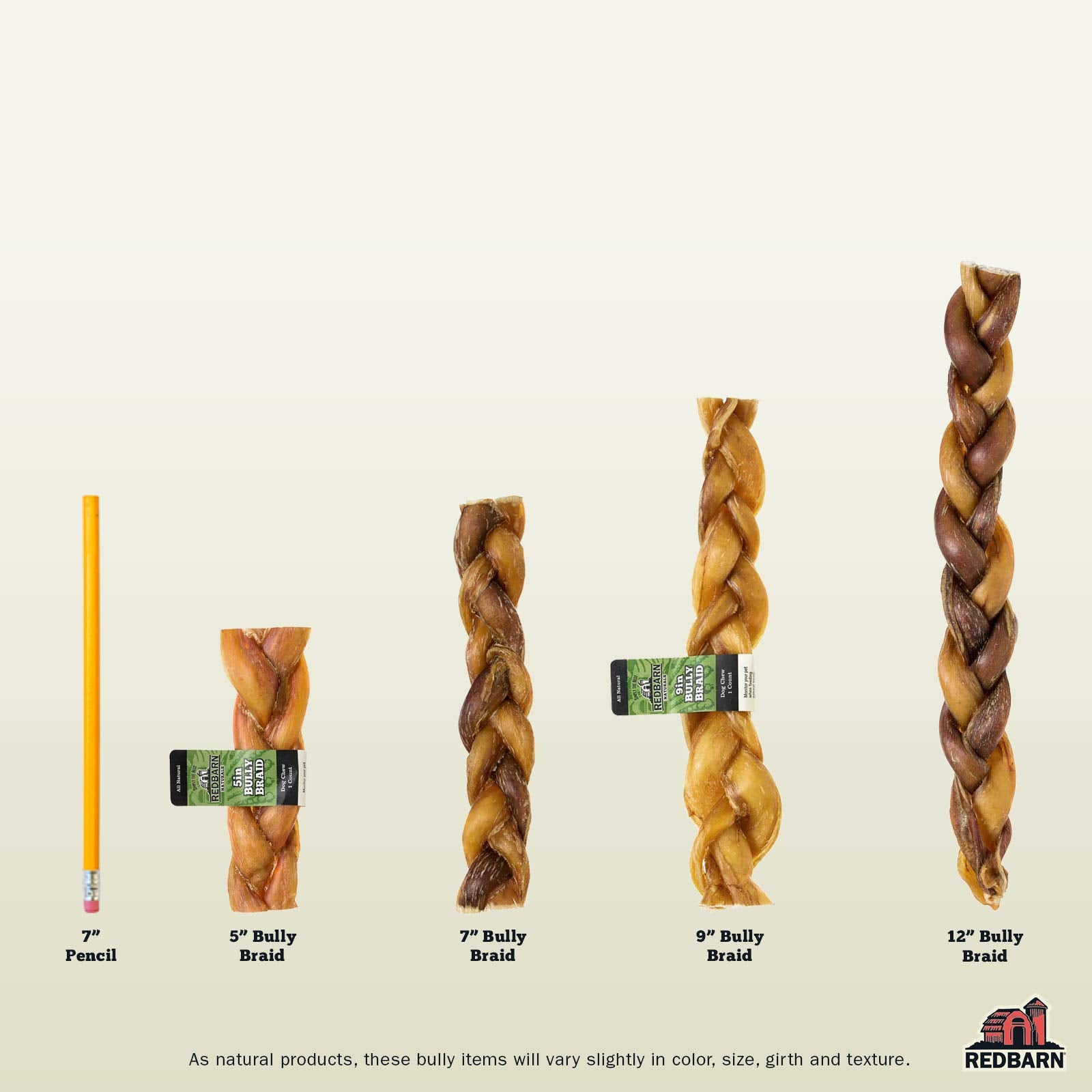 Redbarn braided bully stick 7-inch slow-roast color close-up aroma