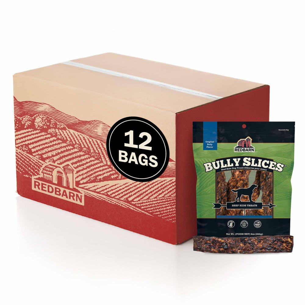 Redbarn Bully Slices packaging image highlighting all-natural ingredients and USA-made production