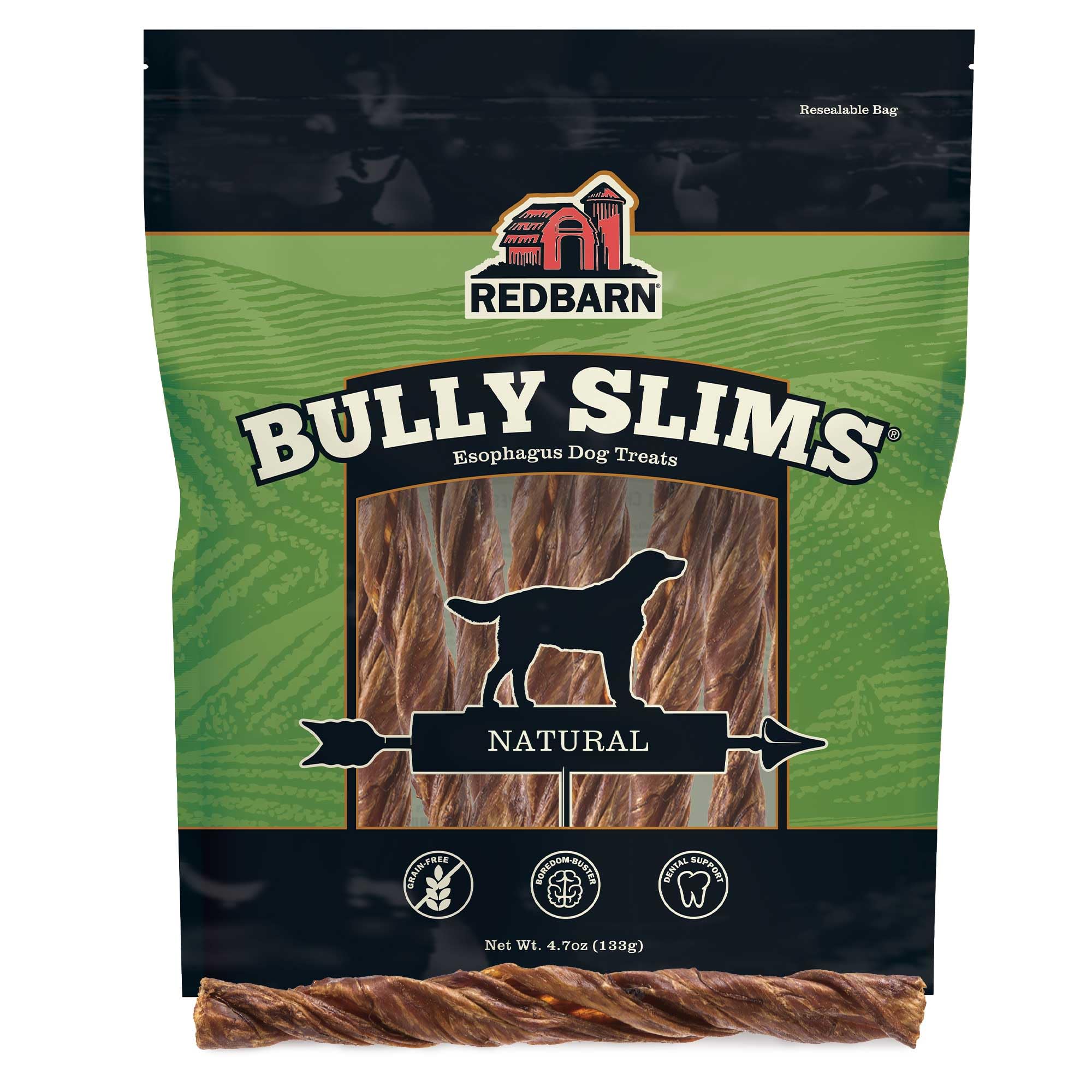 Redbarn Bully Slims beef esophagus bag image—single-protein chew for dogs.