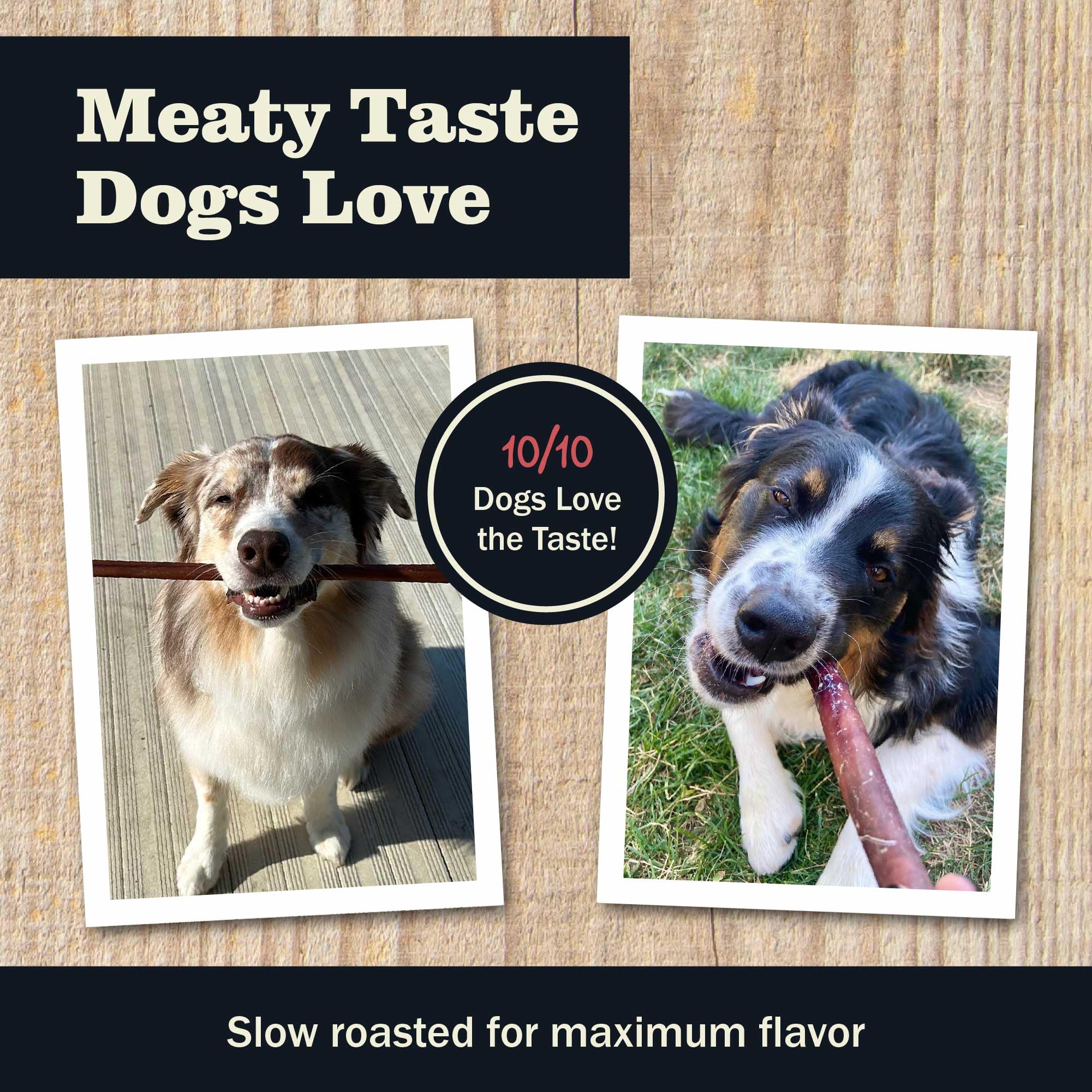 Redbarn bully sticks low-odor formula — easier home use.