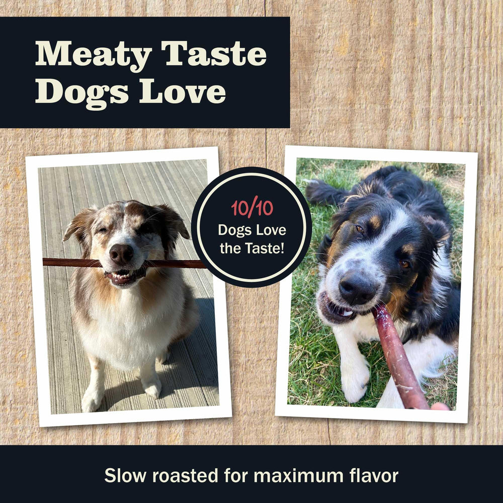 Redbarn bully sticks low-odor formula — easier home use.