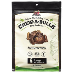 Redbarn Chew-A-Bulls all-natural ingredients label highlights low fat and digestibility.