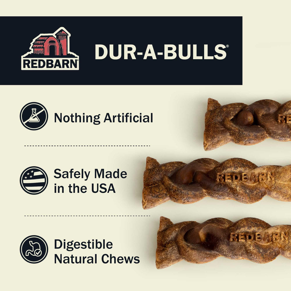 Redbarn Dur-a-Bulls braid close-up reveals meaty hickory flavor appeal.