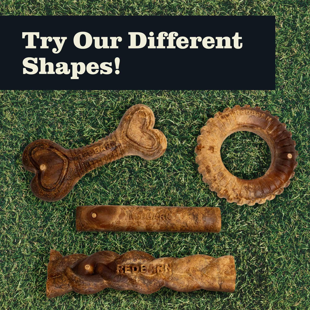 Redbarn Dur-A-Bulls longer-lasting chew-time visual suggests extended sessions.