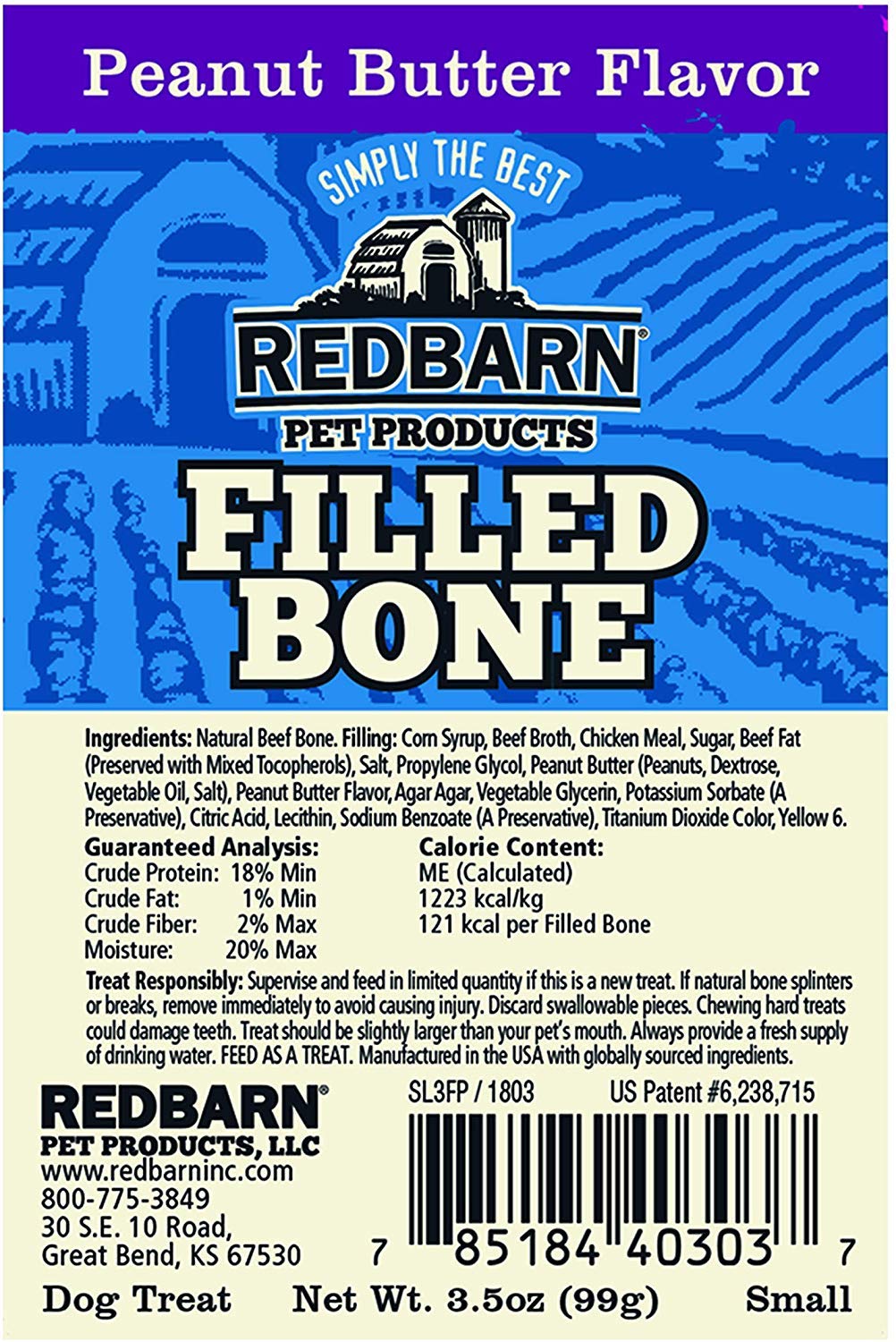 Redbarn Filled Dog Bones peanut butter 3in bone highlights safety and quality in manufacturing