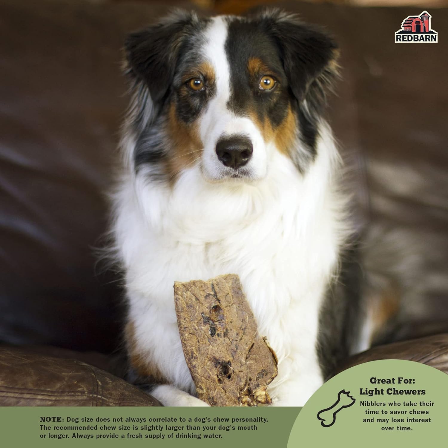 Closeup of braided beef lung texture from Redbarn Natural Choppers for rich chewing