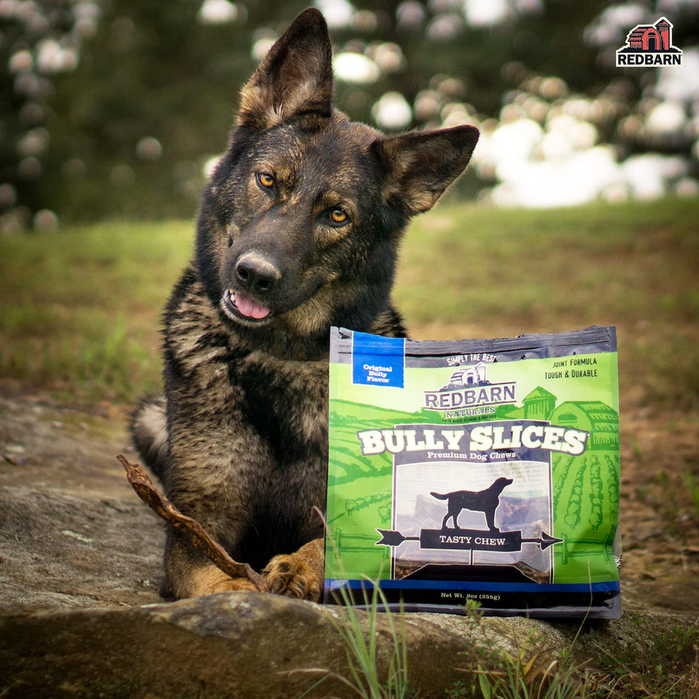 Redbarn Naturals Bully Slices dental image—chewing may clean teeth and gums.