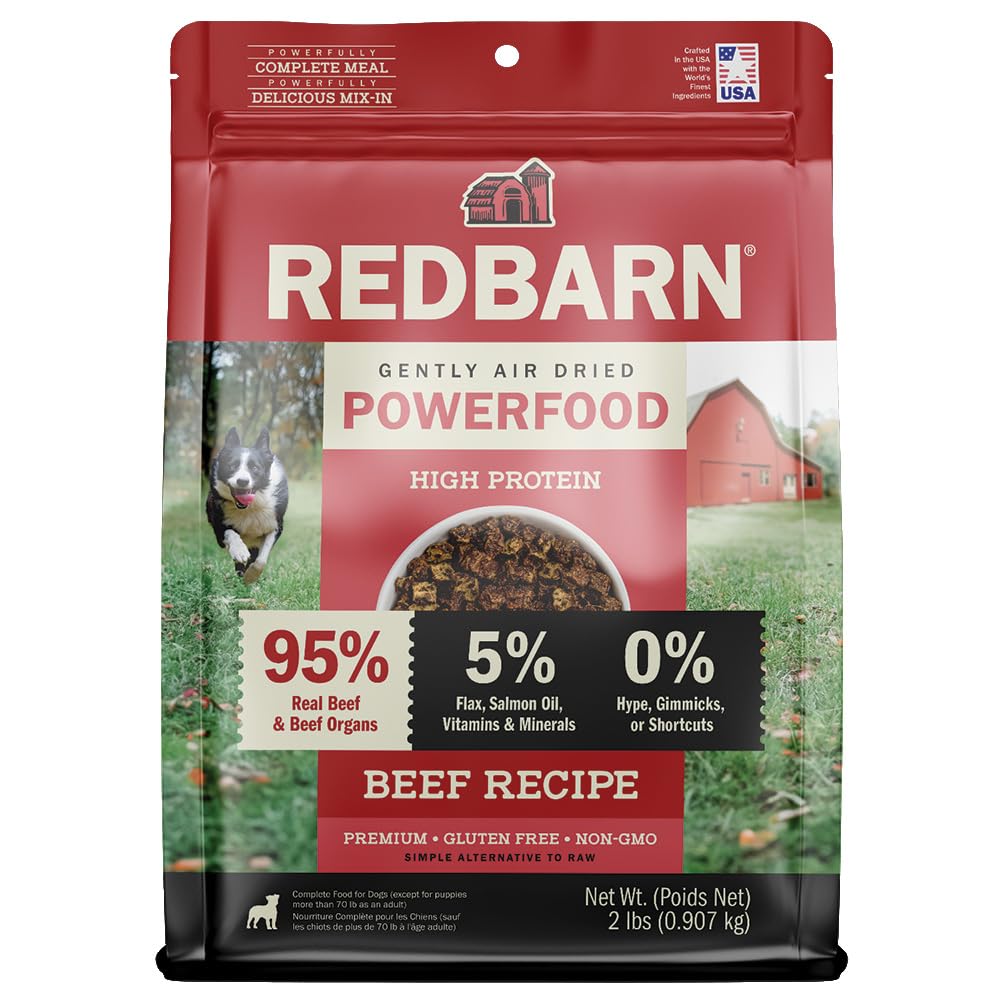 Redbarn Powerfood beef chunks close-up showing protein-rich bites for meals.