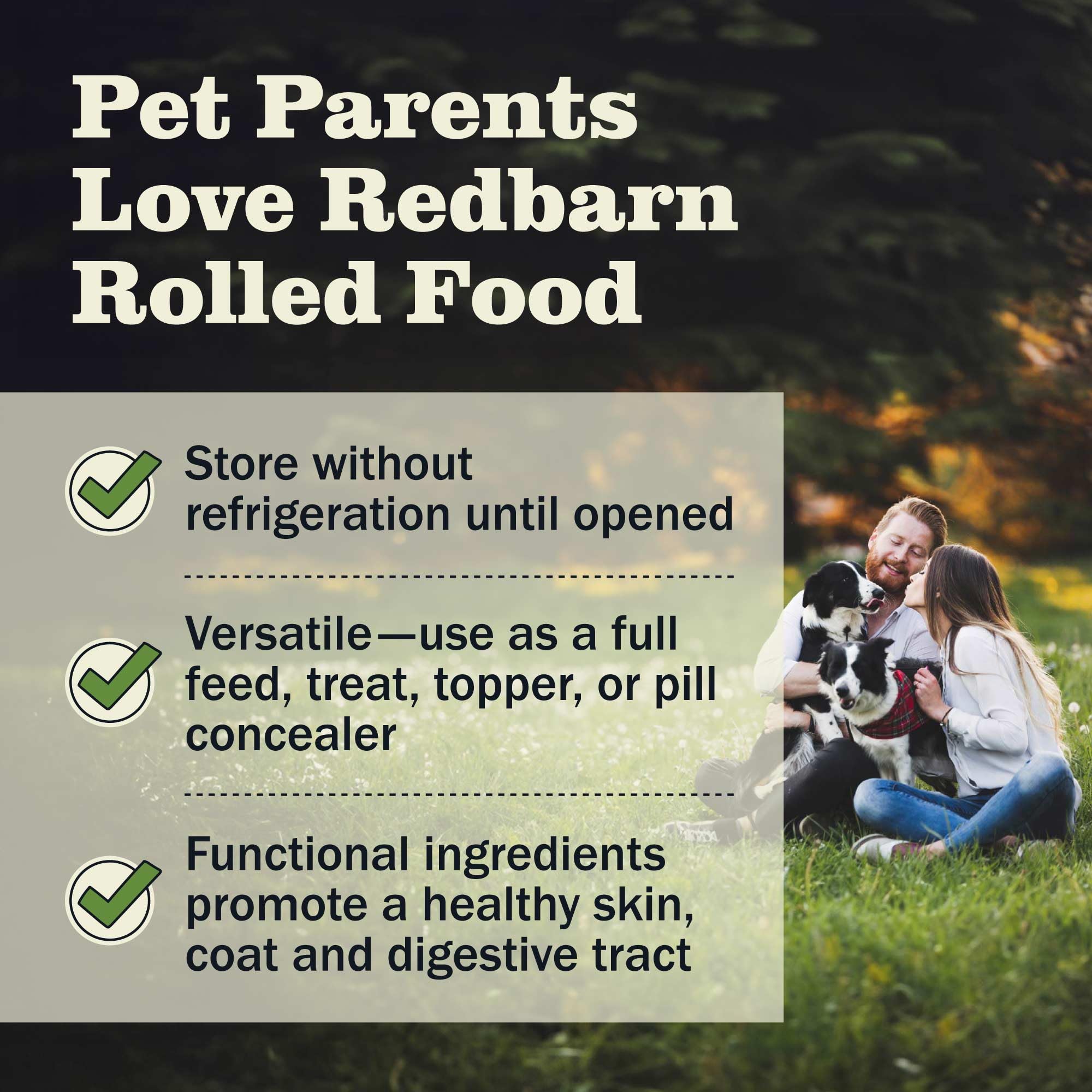 Redbarn Premium Rolled Dog Food semi-moist texture enhances palatability during meals
