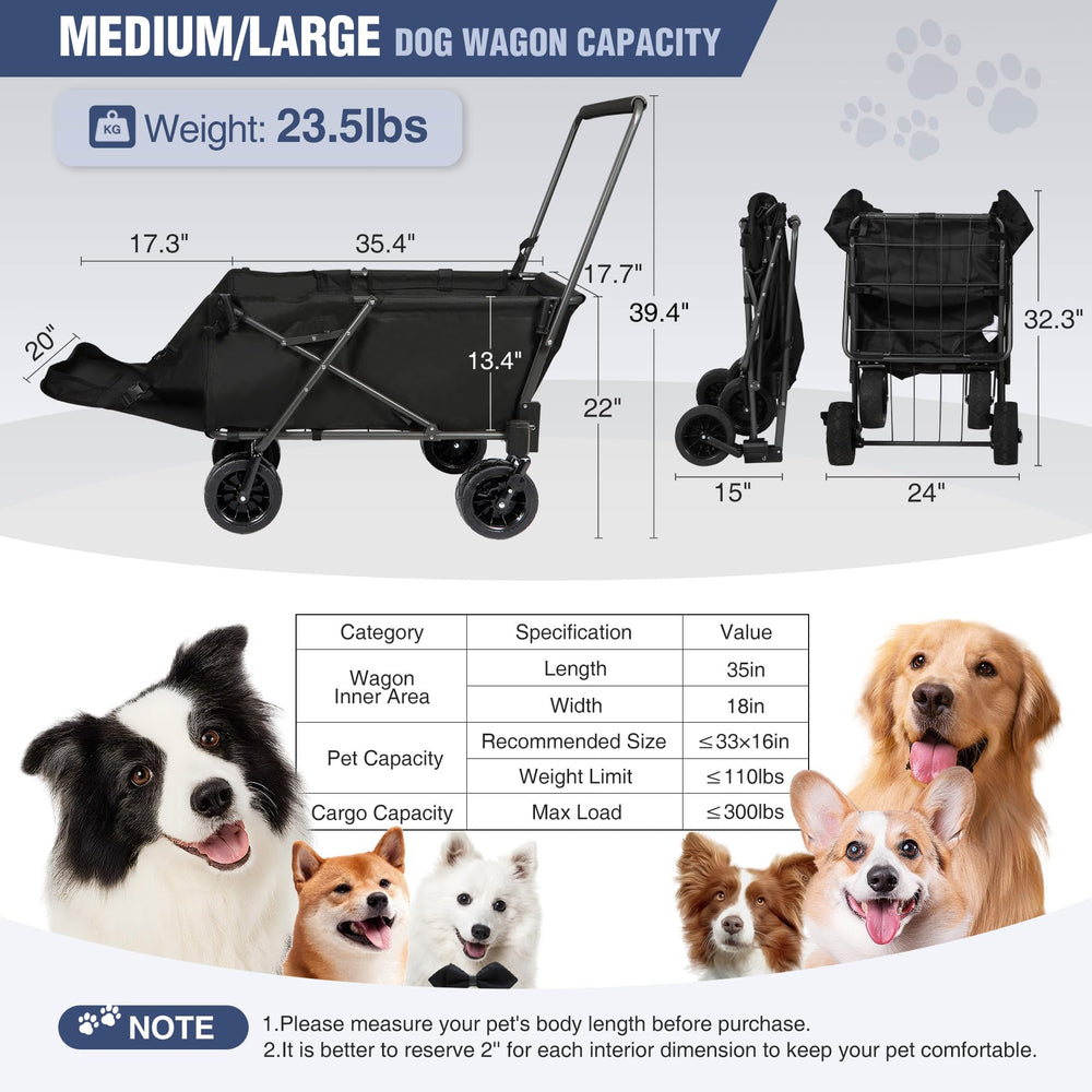 REDCAMP folding dog wagon adjustable handle for easy steering